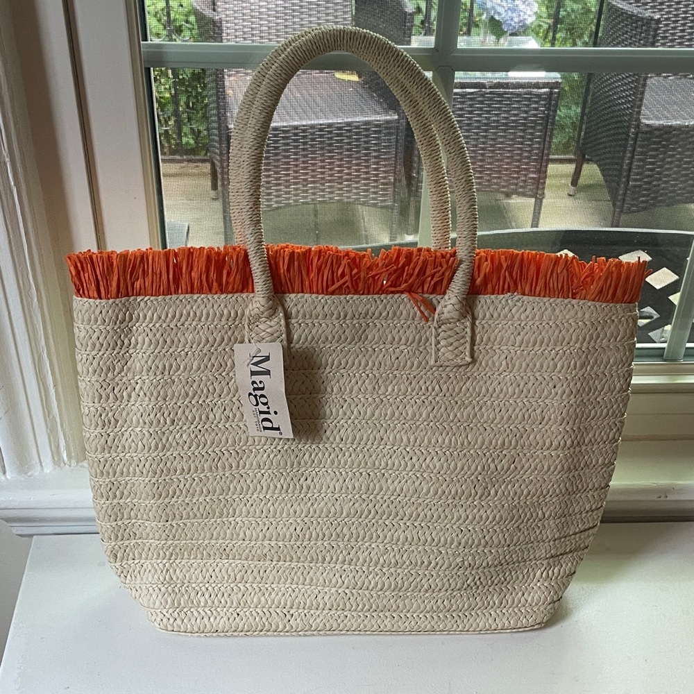 1228. Magid‎ Beige and Orange Women's Tote Bag